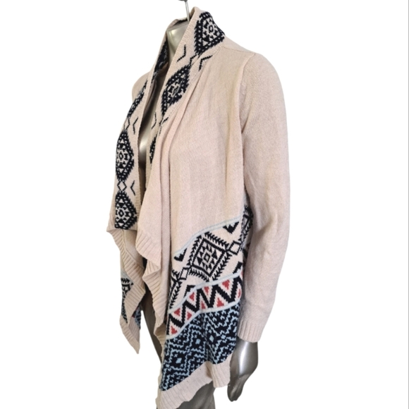 🪻BOGO🪻 PINK ROSE Boho Waterfall‎ Open Front Cardigan Southwest Cream Blue - Picture 6 of 13